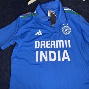 India National Team Shirt Mens XL Blue Cricket Dream11 Adidas Jersey Top